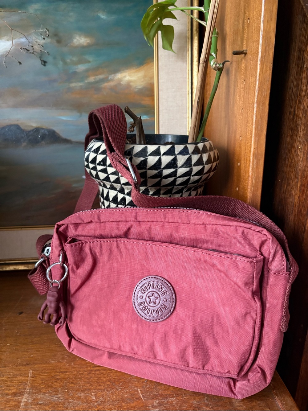 Kipling Cranberry Utility Crossbody